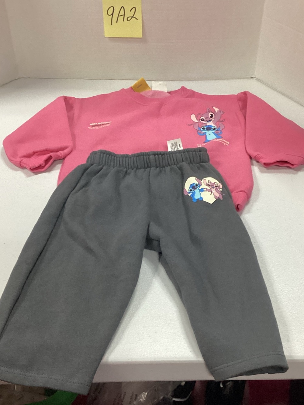 Disney Pink Sweatshirt and Gray Jogger Set with Character Patch